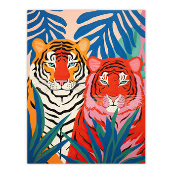 Seeing Red Tiger Jungle Bright Fun Wall Art Print, 6 of 6