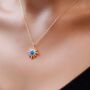 Blue Opal Sun Sterling Silver Necklace And Earring Set, thumbnail 2 of 6