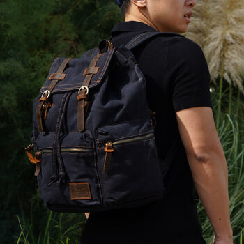 Canvas Backpack With Leather Detail, 9 of 12