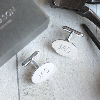 Personalised Silver Oval Hinged Cufflinks, 2 of 7