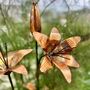 Set Of Two Copper Lily Flower Garden Stakes – Outdoor Garden Art, thumbnail 1 of 6