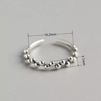 Adjustable Dainty Beaded Mobius Sterling Silver Ring, 6 of 8