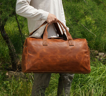 Genuine Leather Weekend Bag In Vintage Look, 10 of 12
