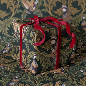 Vintage Partridge Wrapping Paper Set And Matching Christmas Cards, 10 of 12