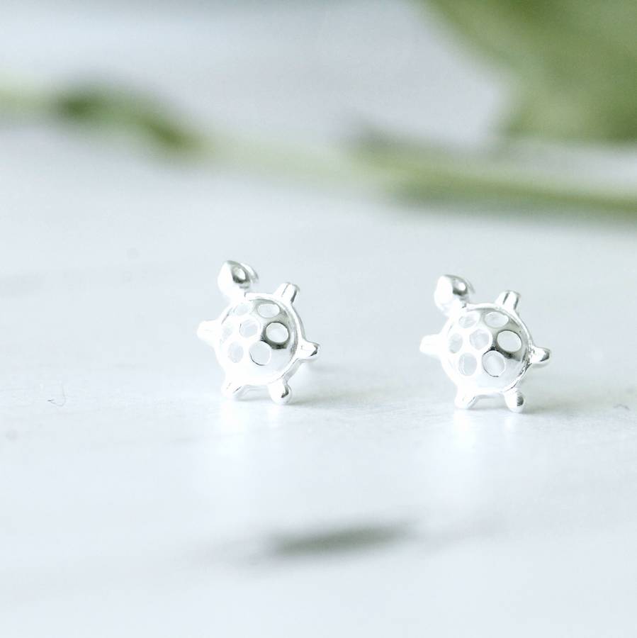 silver tiny turtle ear studs by attic | notonthehighstreet.com