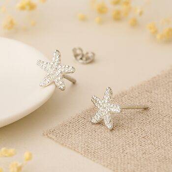 Sterling Silver Dainty Starfish Stud Earrings, 4 of 9
