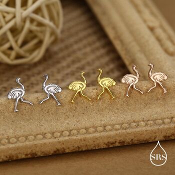 Sterling Silver Ostrich Stud Earrings, 7 of 12