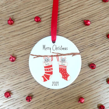 Personalised Stocking Mice Christmas Tree Decoration, 8 of 9