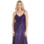 British Made Purple Long Satin Nightdress With Deep Lace Detail Ladies Size 8 To 28 UK, thumbnail 1 of 5