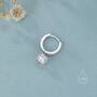 Double Prong Sparkly Cz Huggie Hoop In Sterling Silver, thumbnail 3 of 11