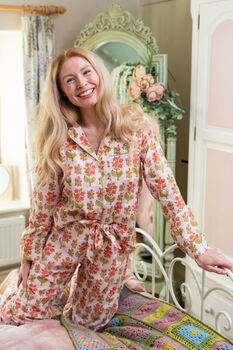 Lily Block Printed Pyjama Set, 2 of 3
