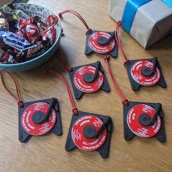 Mini Vinyl Record Player Christmas Decoration, 2 of 7