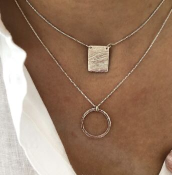 Handmade Hammered Silver Or Gold Circle Sheila Necklace, 8 of 12