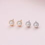 Sterling Silver Pearl And Crystal Earring Studs, thumbnail 1 of 5
