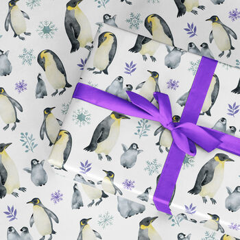 Penguins Christmas Wrapping Paper Roll Or Folded, 3 of 3
