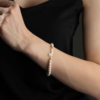 Freshwater Pearl Bracelet With Name Plate, 6 of 7