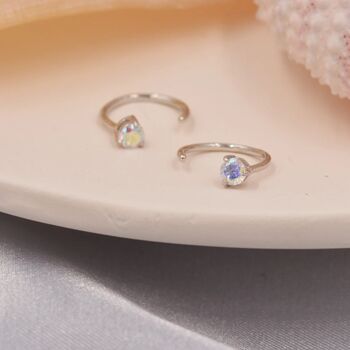 Aurora Ab Crystal Huggie Hoop Earrings Sterling Silver, 6 of 10