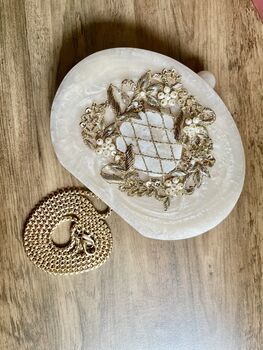 Islamabad Resin Off White Oval Embellished Stone Clutch Bag, 3 of 6