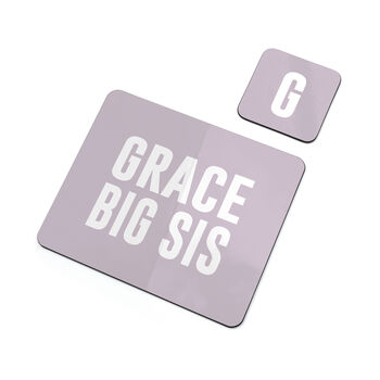 Girl's Personalised Sister Placemat And Coaster Set, 5 of 8