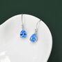 Sterling Silver Ocean Blue Cz Droplet Drop Earrings, thumbnail 2 of 12