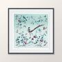 Bright, Modern Chinoiserie Print Of Birds In Nature, thumbnail 1 of 6