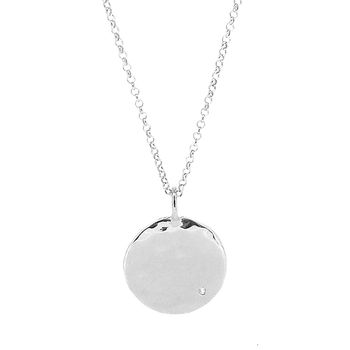 Organic Personalised Disc Necklace With White Sapphire, 8 of 8