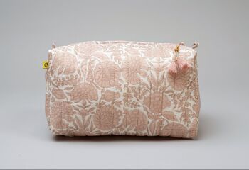Pink Floral Amritsar Pattern Hand Block Print Wash Bag, 5 of 9