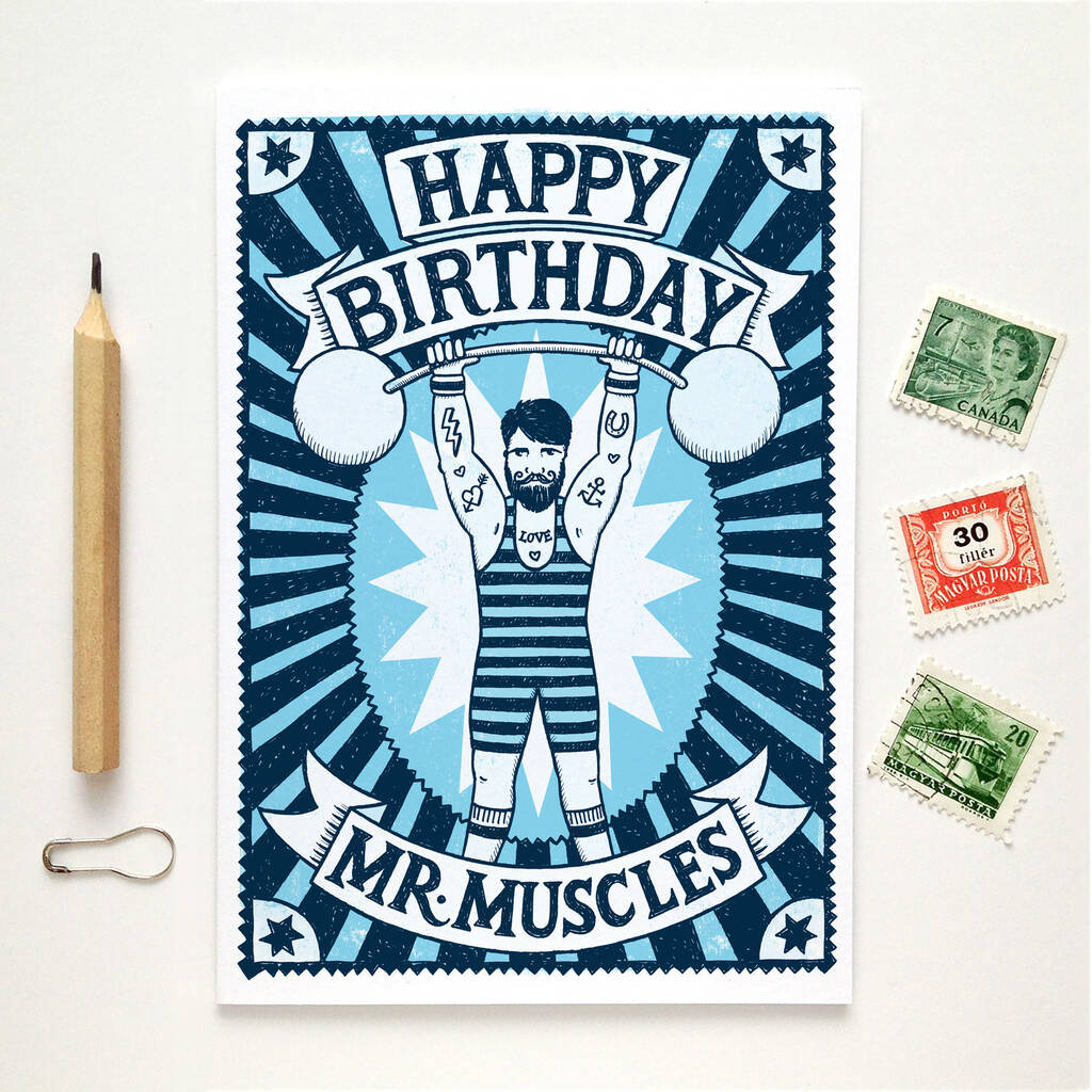 Muscle Man Birthday Card, 1 of 5