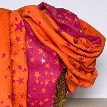 Wool Blend Little Stars Scarf In Hot Pink And Orange, 2 of 3
