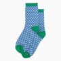 Women's Glitter Socks Denim Blue Green Polka Dots, thumbnail 1 of 4