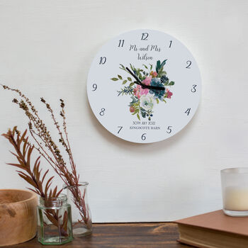 Hydrangea And Roses Floral Wedding Clock, 2 of 2