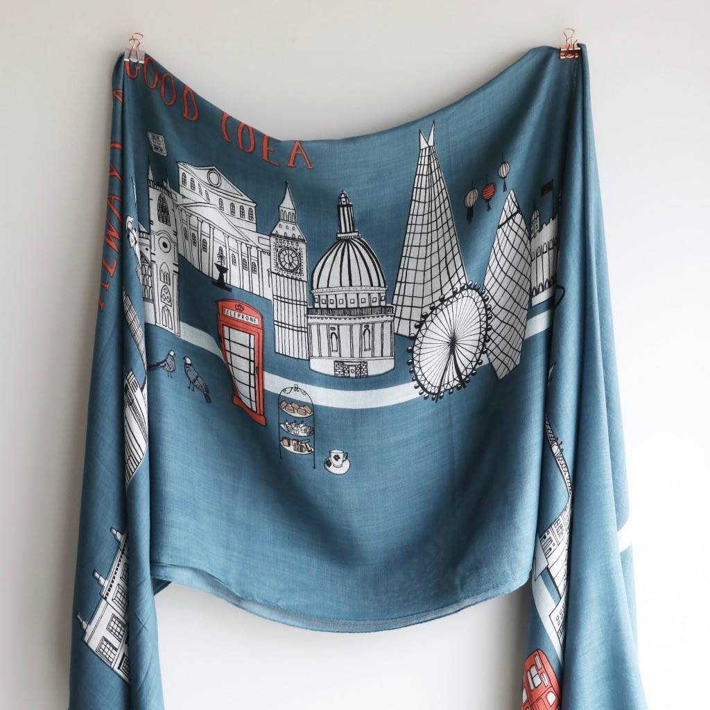Illustrated London Skyline Scarf By Lisa Angel