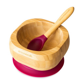 Bamboo Bowl And Spoon Set Red, 2 of 4