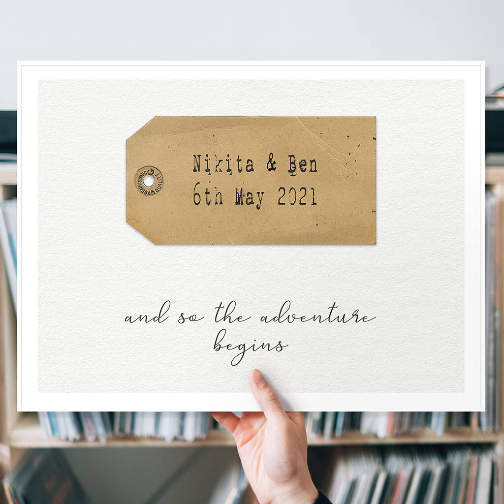 Personalised And So The Adventure Begins Wedding Print, 1 of 5