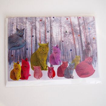 Pastel Shorthair Cats In The Forest Card / Giclee Print, 2 of 5