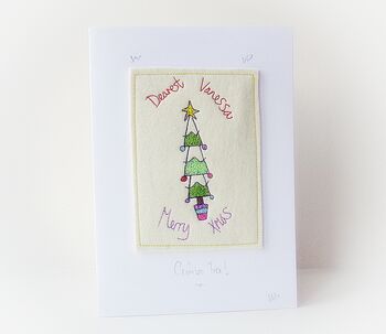 Personalised, Embroidered Christmas Tree Card, 8 of 10
