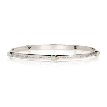 Saraswati Sterling Silver Opal Stacking Bangle, 3 of 6