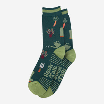 Vegetable Gardening Men's Bamboo Socks Green, 3 of 3