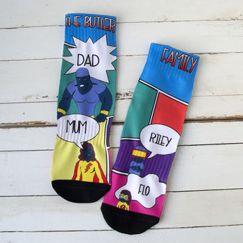 Personalised Family Comic Book Socks, 2 of 3