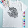 Unicorn Children's T Shirt To Colour In, thumbnail 3 of 5