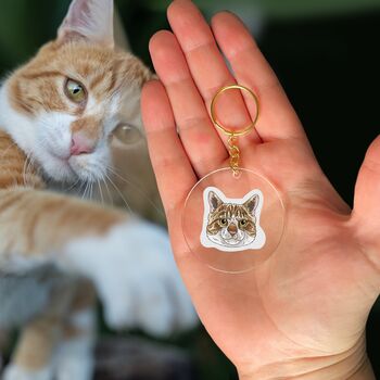 Personalised Cat Face Portrait Keyring, Cat Lover Gift, 7 of 11