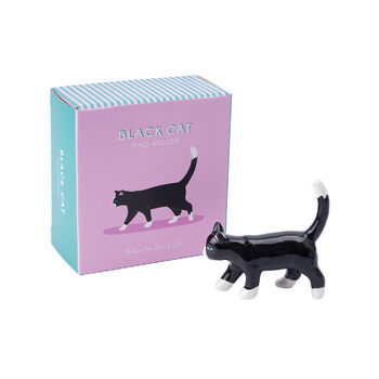 Bella The Black Cat Ceramic Ring Holder In Gift Box, 3 of 3