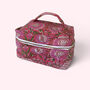 Vanity Bag | Quilted Cotton Toiletry Bag | Pink Garden Floral Block Print, thumbnail 5 of 5