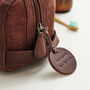 Personalised Leather Washbag With Round Tag, thumbnail 4 of 5