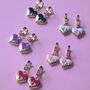 Pink Drip Enamel Heart Huggies In Stainless Steel, thumbnail 3 of 3