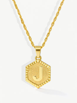 Textured Initial Coin Necklace With Rope Chain, 6 of 11