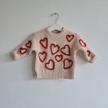 Hand Embroidered 'Hearts' Baby And Toddler Jumper, 2 of 3