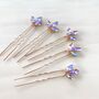 Set Of Five Lilac Crystal Hair Pins, thumbnail 4 of 4