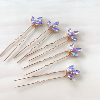 Set Of Five Lilac Crystal Hair Pins, 4 of 4