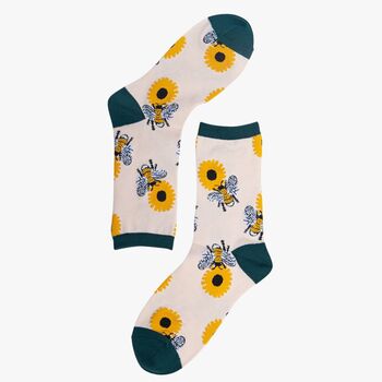 Women's Bumble Bee And Sunflower Bamboo Socks, 2 of 2